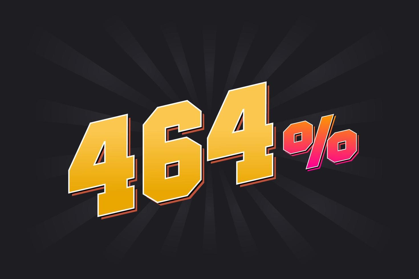 464 discount banner with dark background and yellow text. 464 percent sales promotional design. vector
