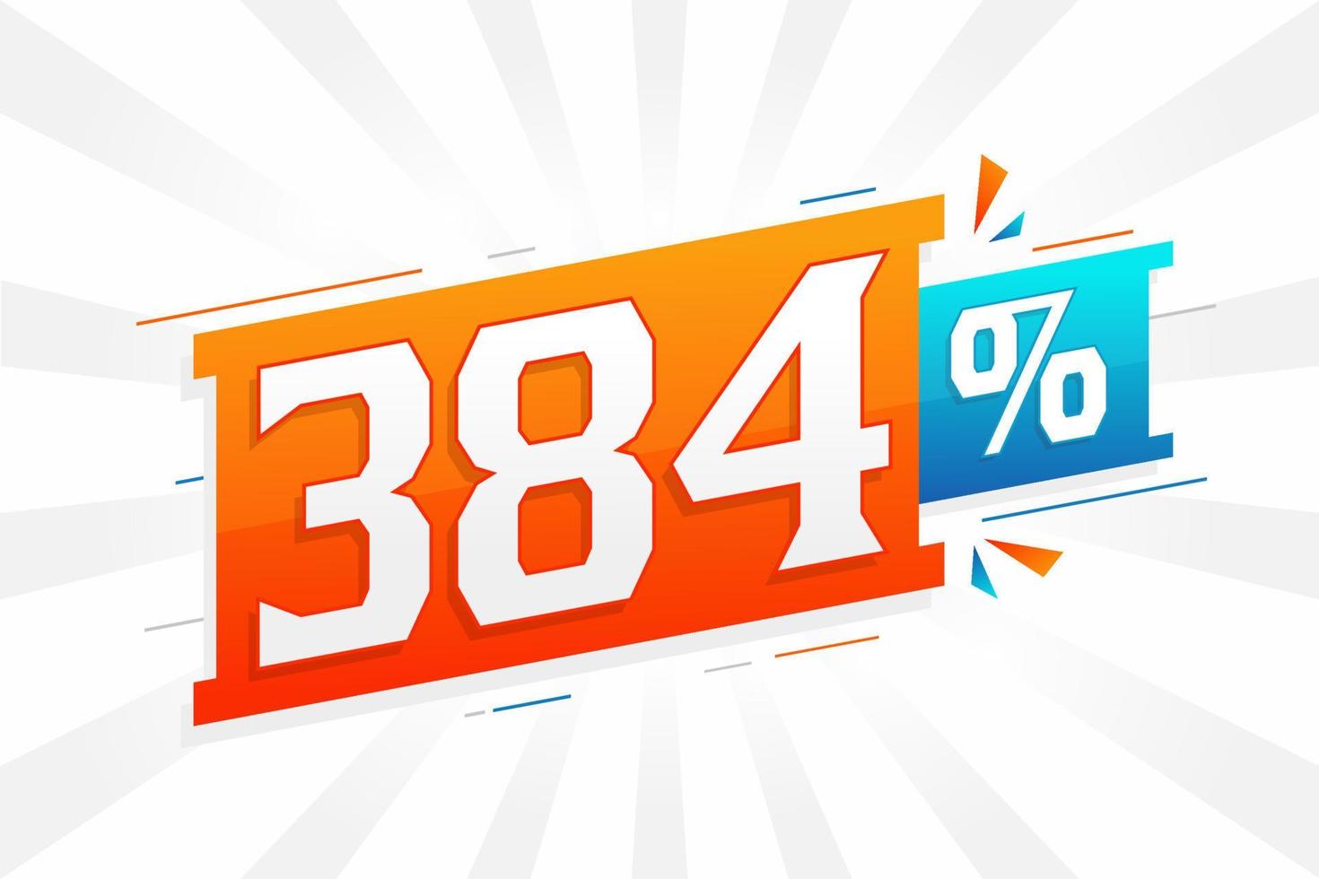 Promoción de banner de marketing de descuento 384. 384 por ciento de diseño promocional de ventas. vector