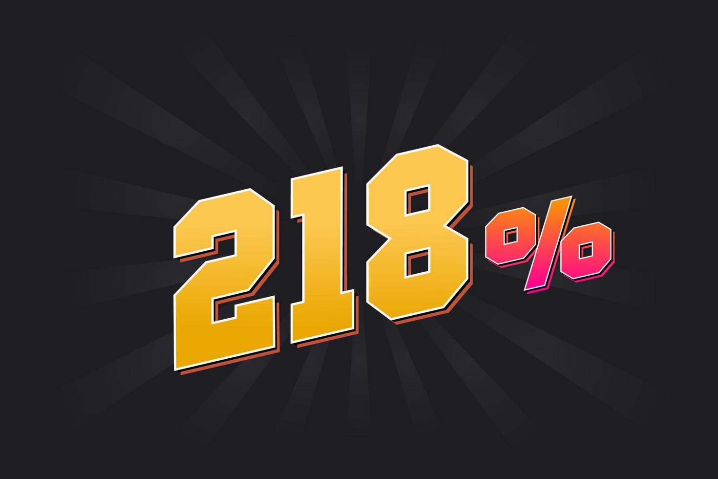 218 discount banner with dark background and yellow text. 218 percent sales promotional design. vector
