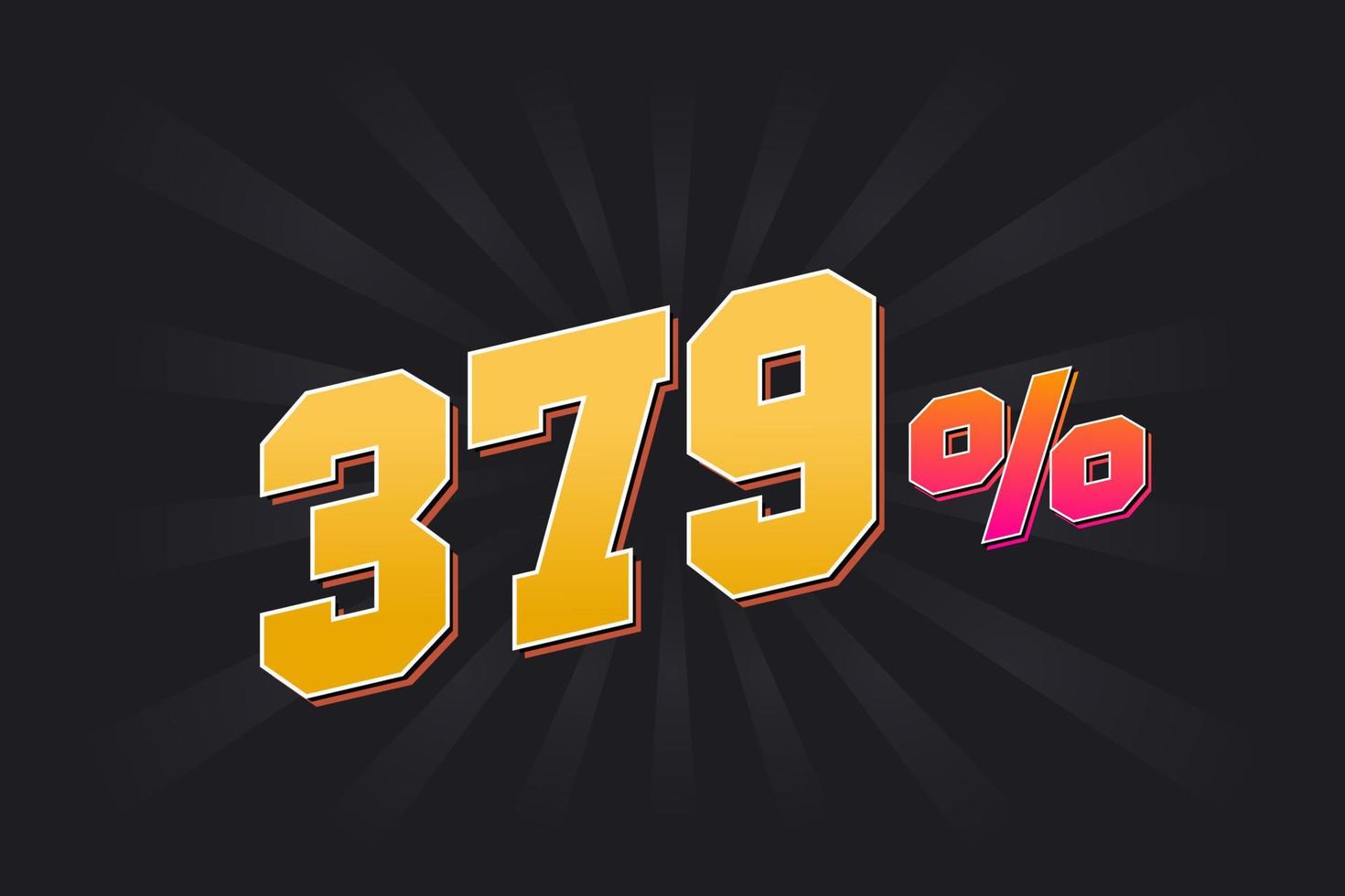 379 banner de descuento con fondo oscuro y texto amarillo. 379 por ciento de diseño promocional de ventas. vector