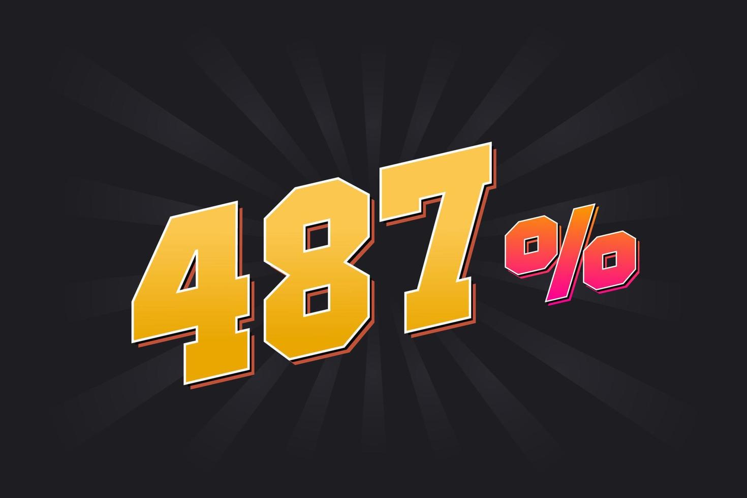 487 discount banner with dark background and yellow text. 487 percent sales promotional design. vector