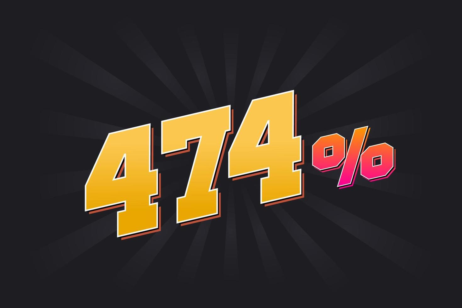 474 discount banner with dark background and yellow text. 474 percent sales promotional design. vector