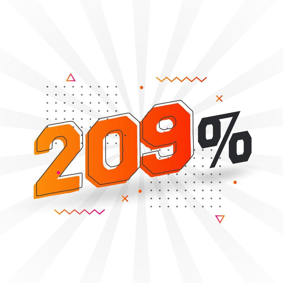 209 promoción de banner de marketing de descuento. 209 por ciento de diseño promocional de ventas. vector