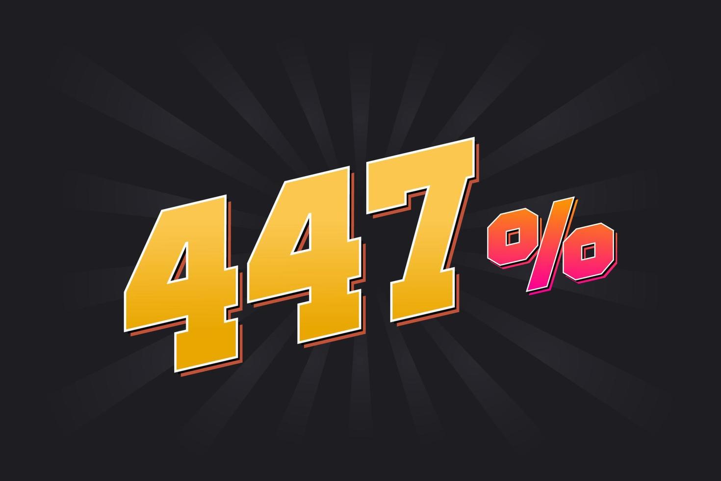 447 discount banner with dark background and yellow text. 447 percent sales promotional design. vector