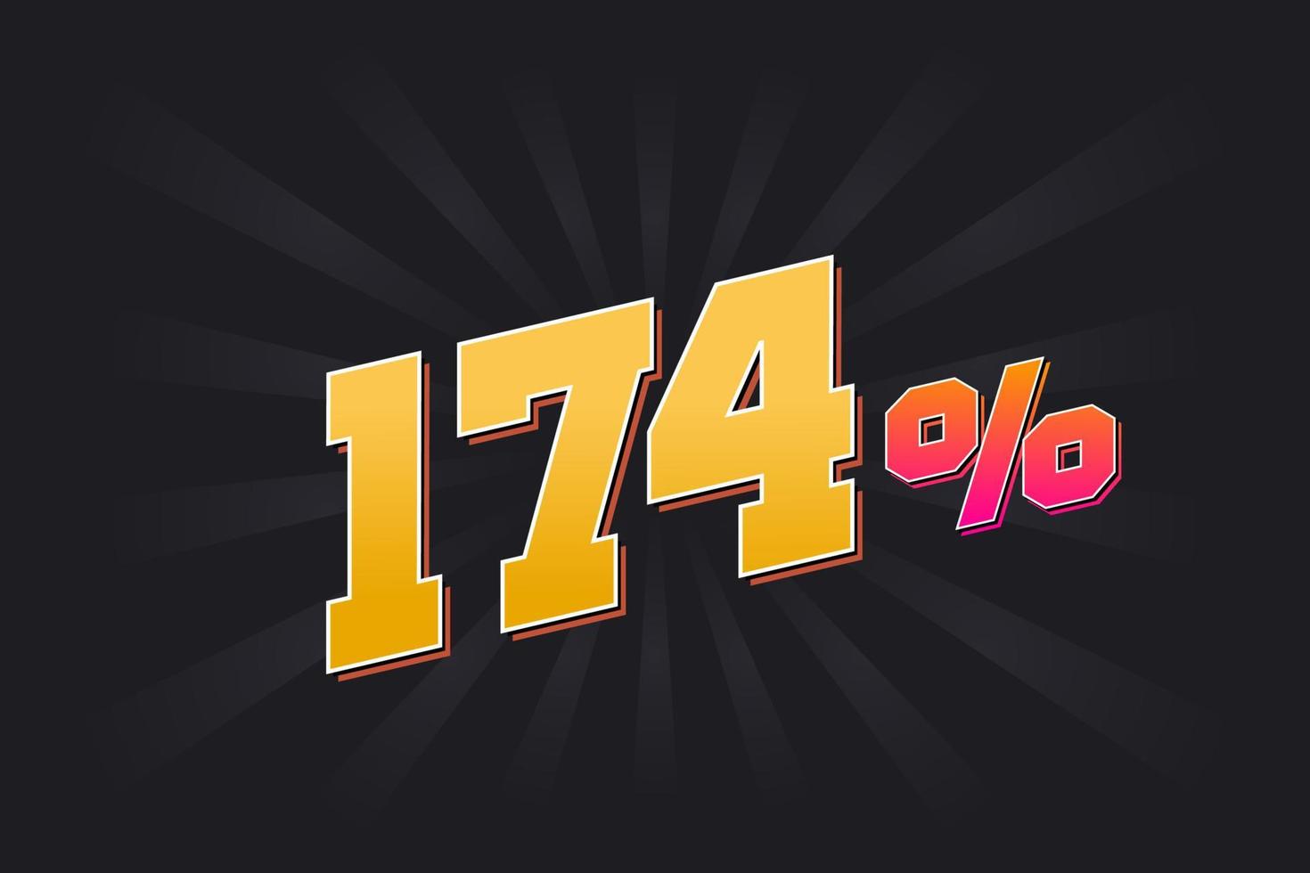 174 banner de descuento con fondo oscuro y texto amarillo. 174 por ciento de diseño promocional de ventas. vector