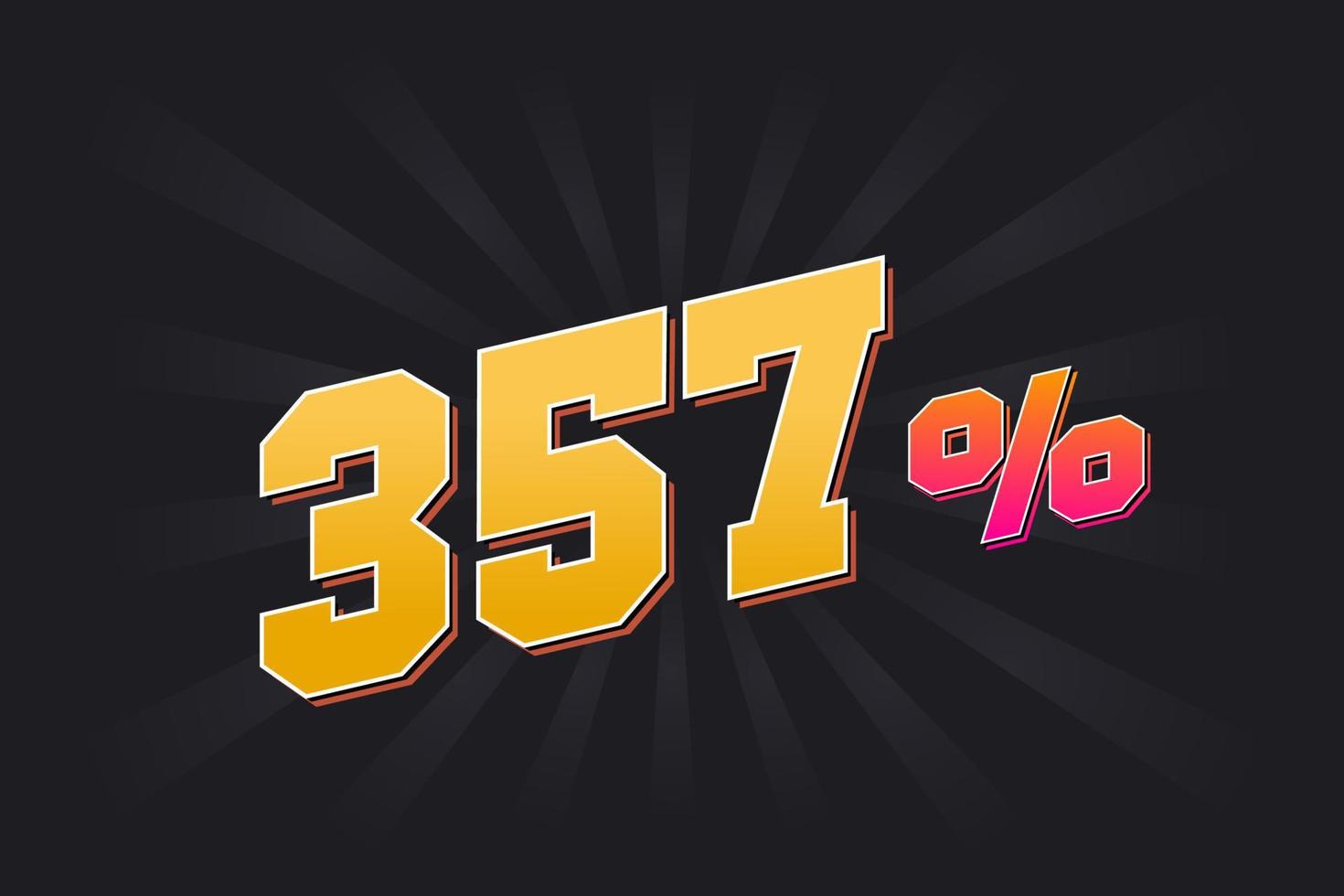 357 discount banner with dark background and yellow text. 357 percent sales promotional design. vector
