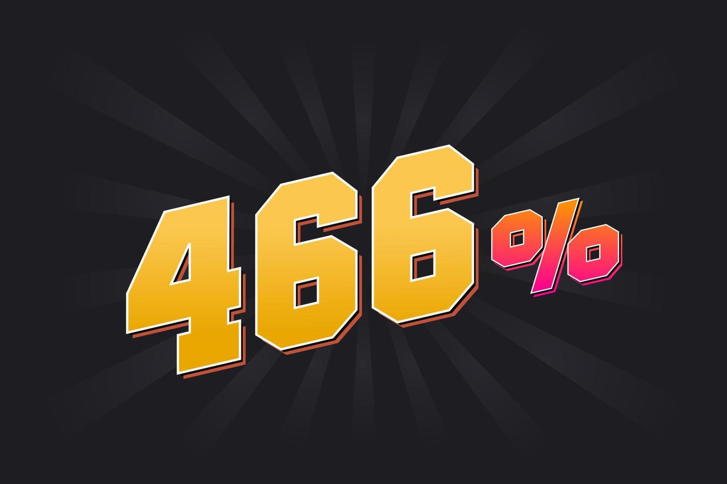 466 banner de descuento con fondo oscuro y texto amarillo. 466 por ciento de diseño promocional de ventas. vector