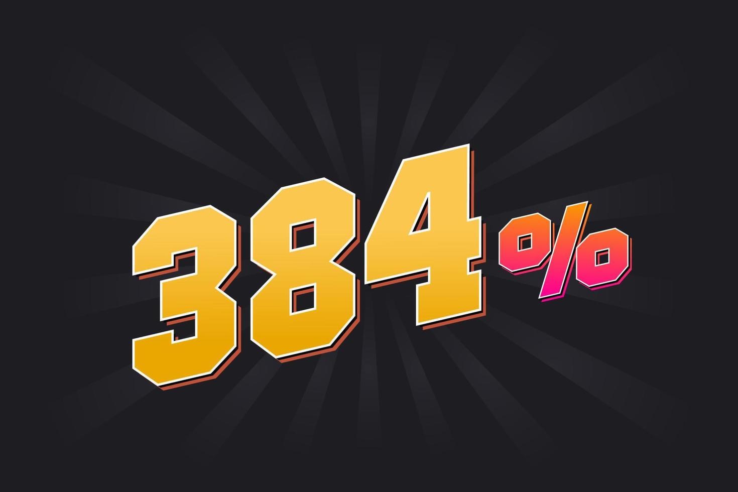 Banner de descuento 384 con fondo oscuro y texto amarillo. 384 por ciento de diseño promocional de ventas. vector