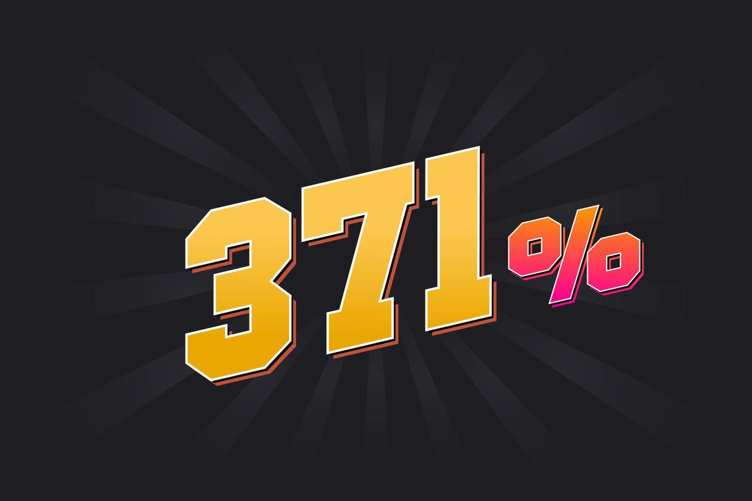 Banner de descuento 371 con fondo oscuro y texto amarillo. 371 por ciento de diseño promocional de ventas. vector