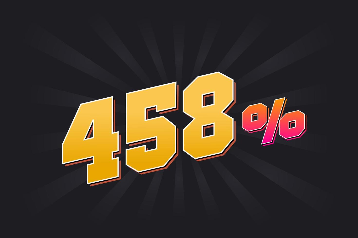 458 discount banner with dark background and yellow text. 458 percent sales promotional design. vector