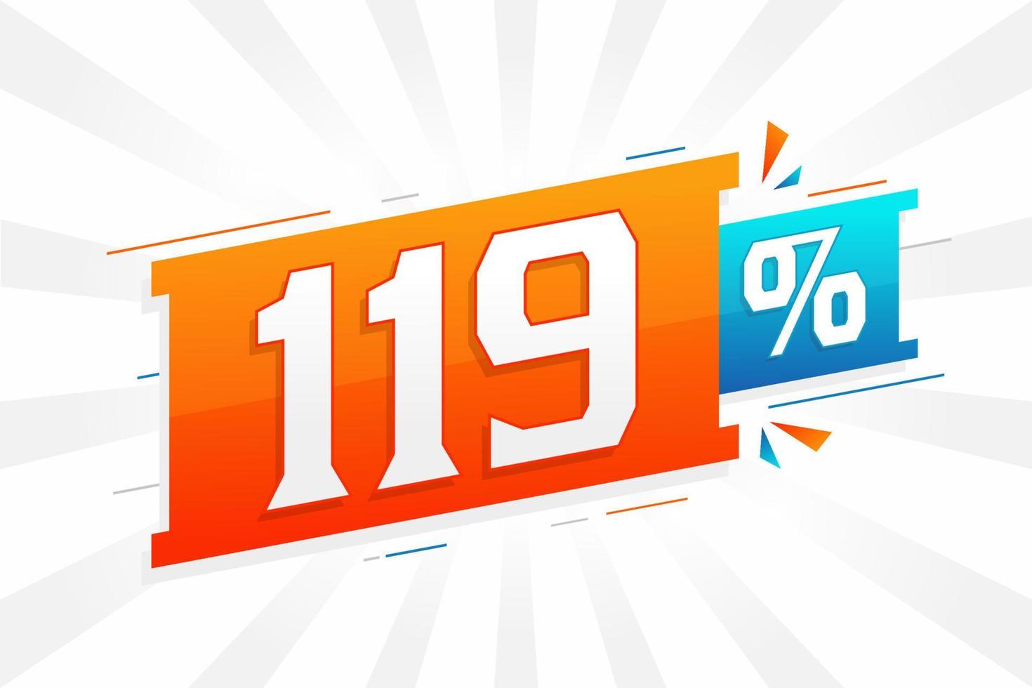 Promoción de banner de marketing de 119 descuentos. 119 por ciento de diseño promocional de ventas. vector