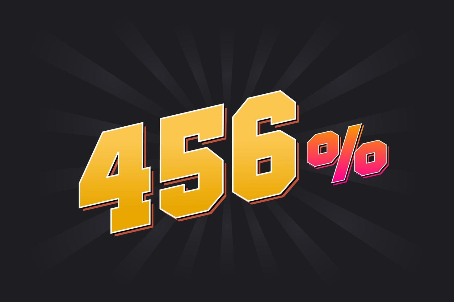 456 banner de descuento con fondo oscuro y texto amarillo. 456 por ciento de diseño promocional de ventas. vector