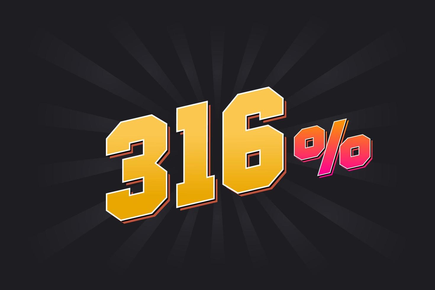 316 discount banner with dark background and yellow text. 316 percent sales promotional design. vector