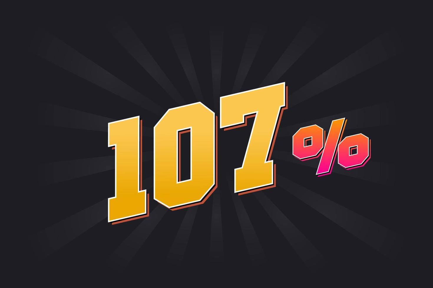 107 discount banner with dark background and yellow text. 107 percent sales promotional design. vector