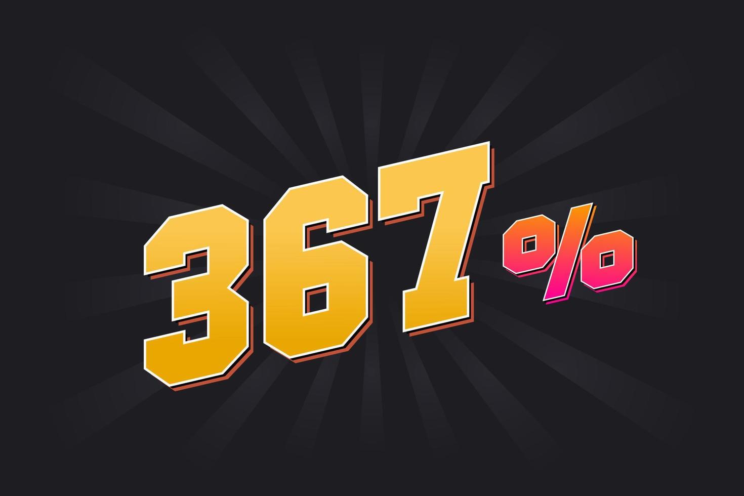 367 discount banner with dark background and yellow text. 367 percent sales promotional design. vector