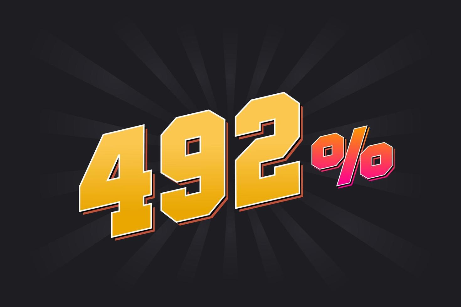 492 discount banner with dark background and yellow text. 492 percent sales promotional design. vector