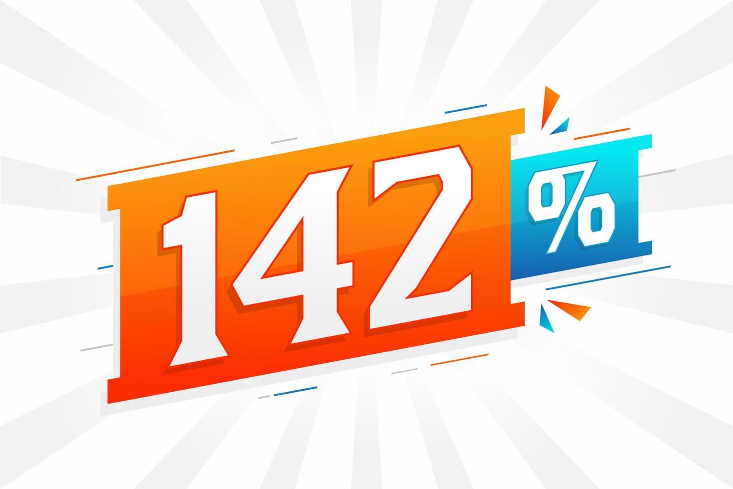 142 discount marketing banner promotion. 142 percent sales promotional design. vector