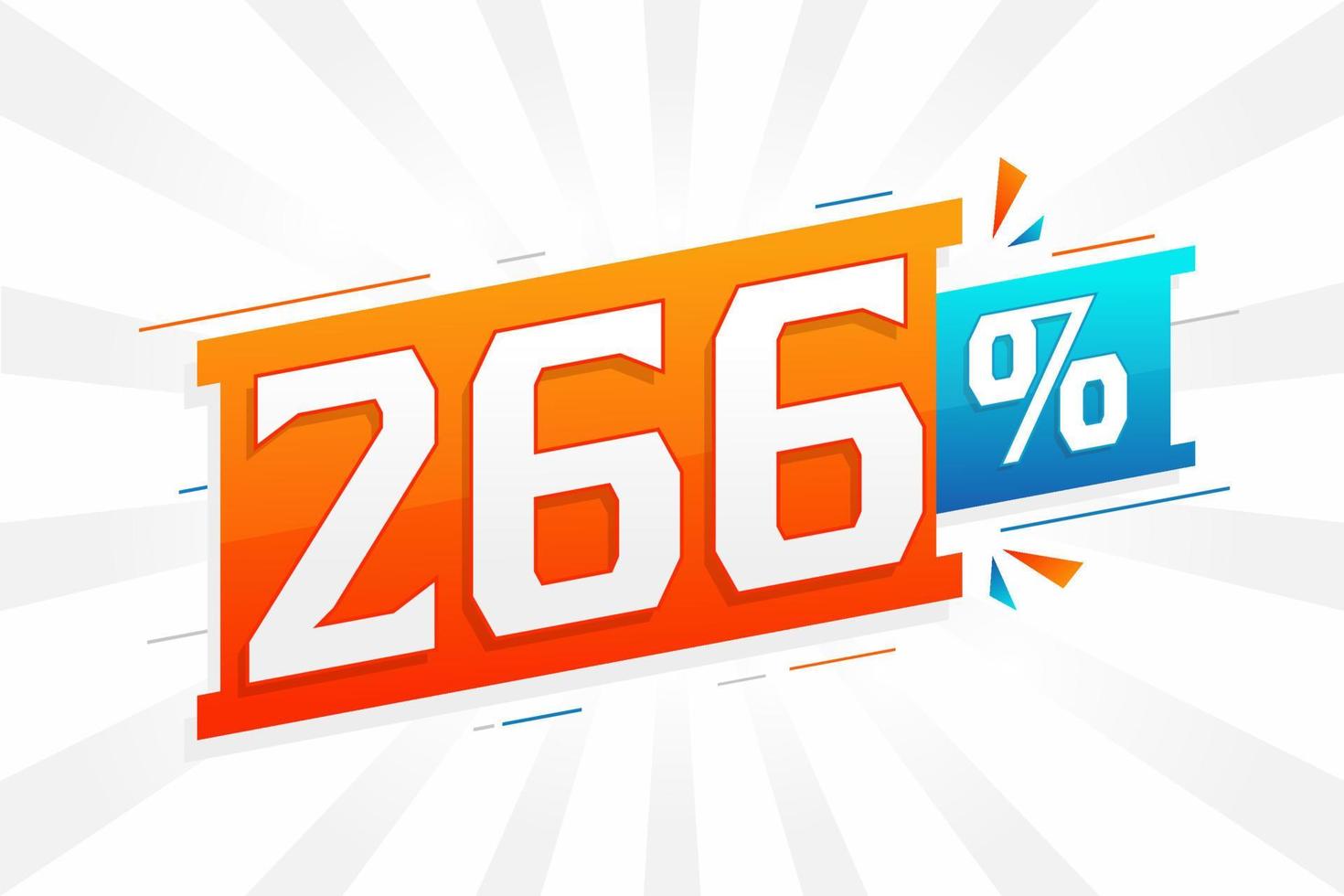 266 promoción de banner de marketing de descuento. 266 por ciento de diseño promocional de ventas. vector