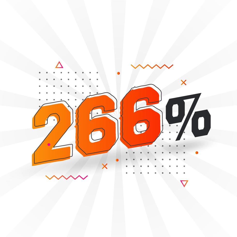 266 promoción de banner de marketing de descuento. 266 por ciento de diseño promocional de ventas. vector
