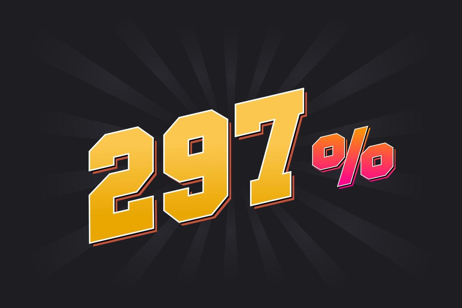 297 discount banner with dark background and yellow text. 297 percent sales promotional design. vector