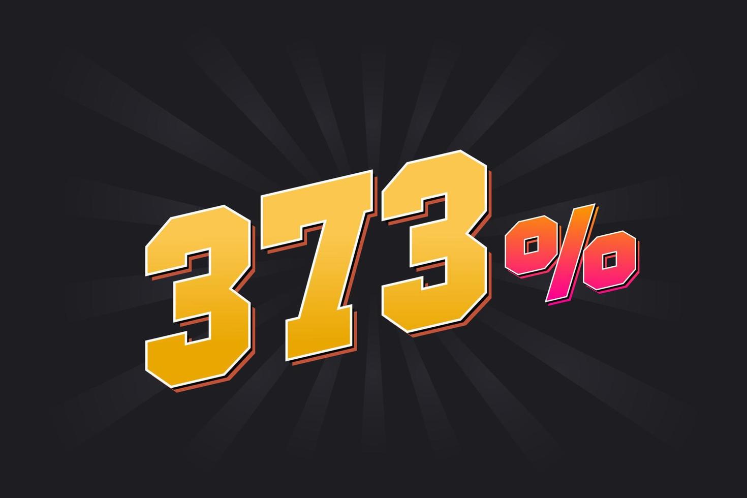 373 banner de descuento con fondo oscuro y texto amarillo. 373 por ciento de diseño promocional de ventas. vector