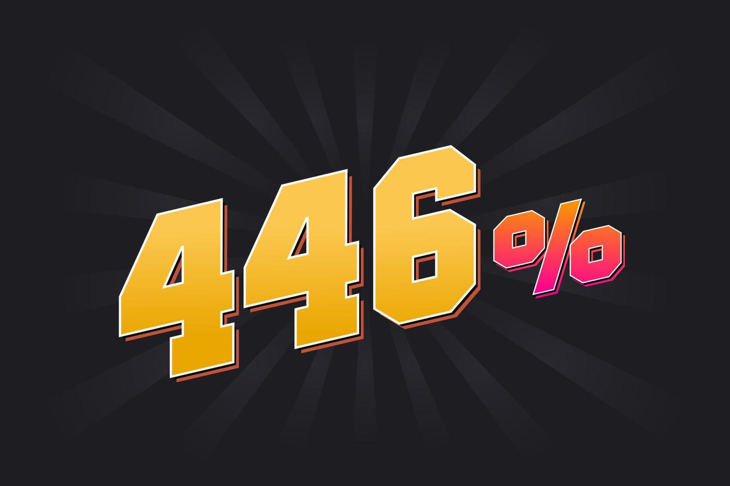 446 discount banner with dark background and yellow text. 446 percent sales promotional design. vector