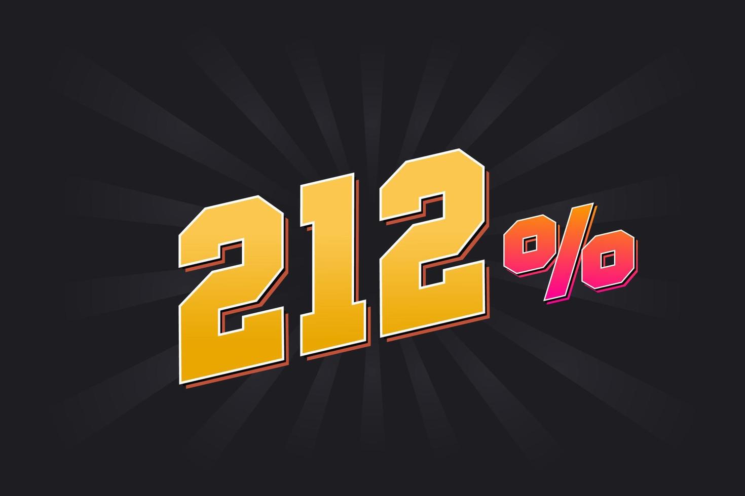 212 banner de descuento con fondo oscuro y texto amarillo. 212 por ciento de diseño promocional de ventas. vector