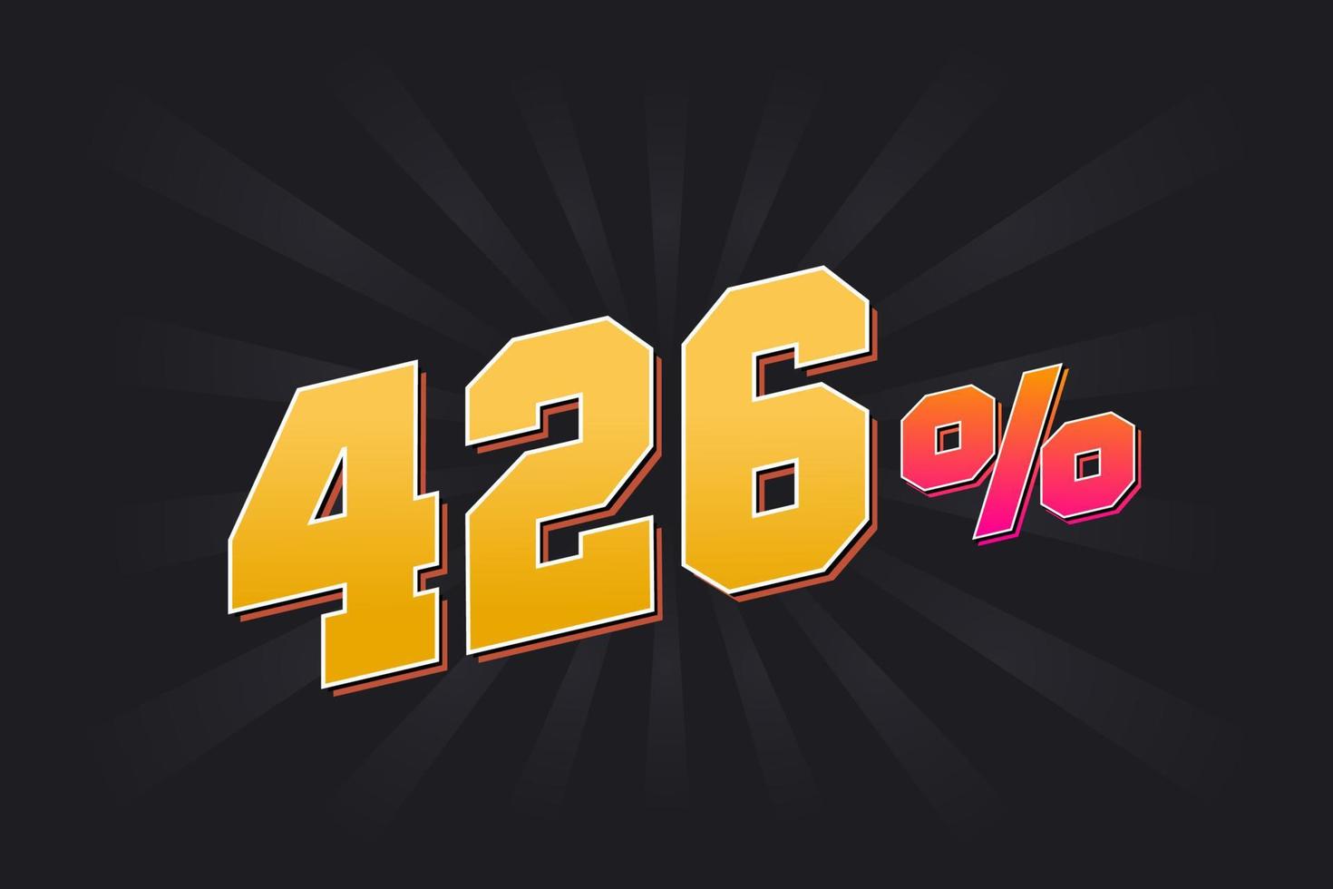 Banner de descuento 426 con fondo oscuro y texto amarillo. 426 por ciento de diseño promocional de ventas. vector