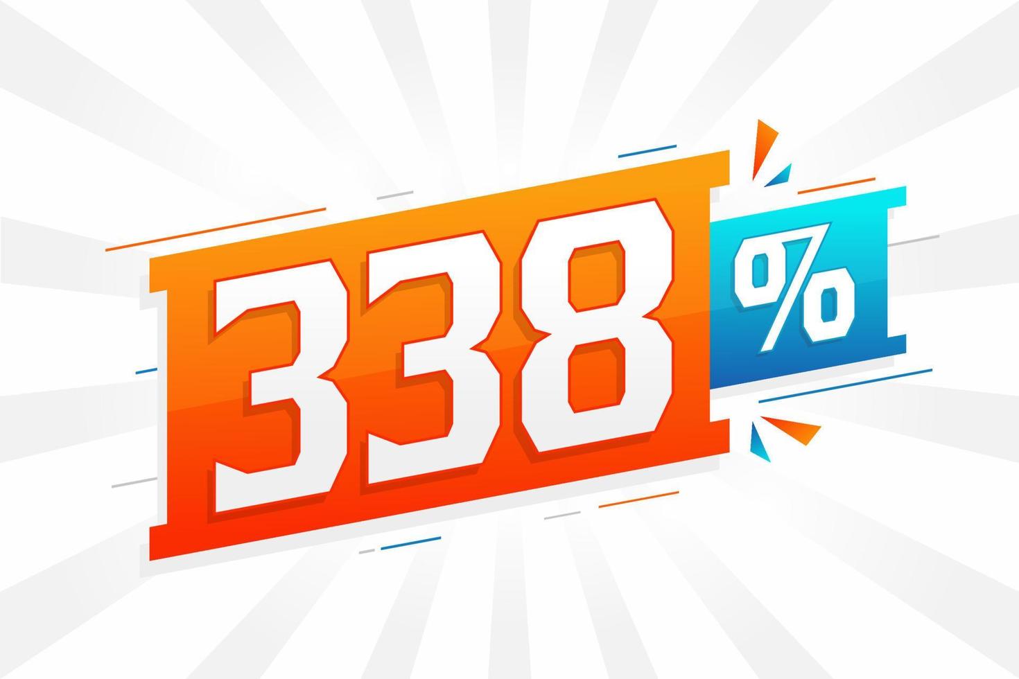 338 promoción de banner de marketing de descuento. 338 por ciento de diseño promocional de ventas. vector