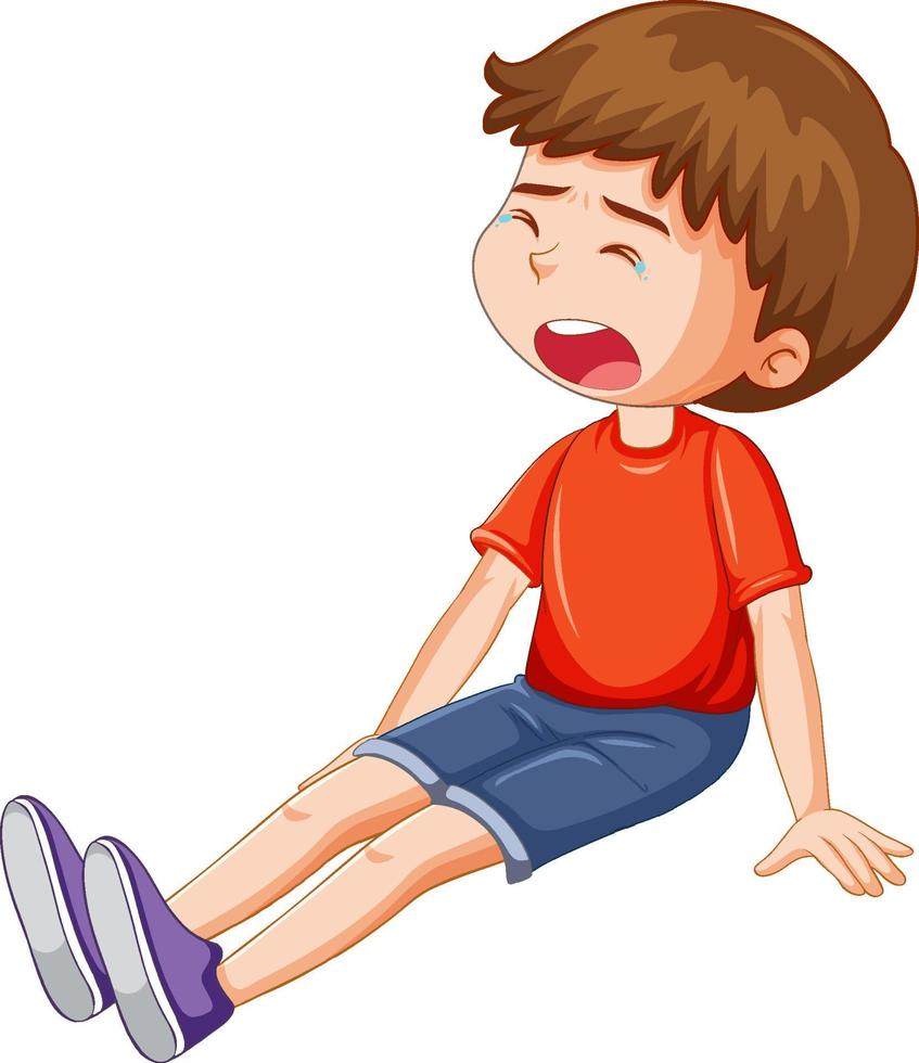 A boy crying cartoon character vector