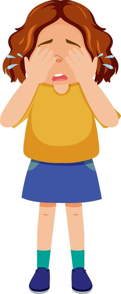 A girl crying cartoon character vector