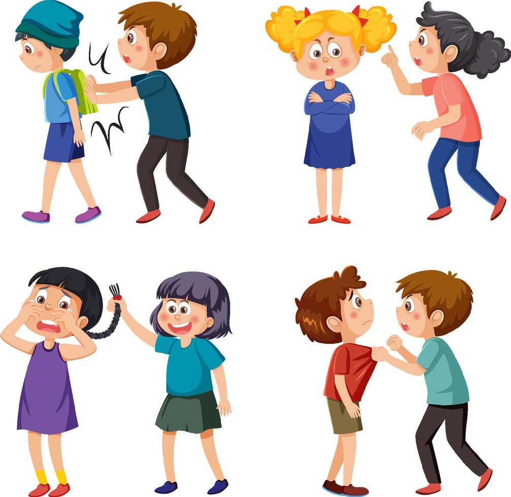 Bullying kids character collection vector