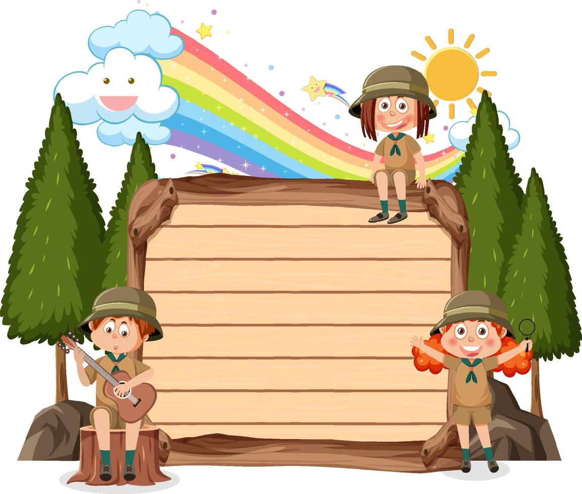 Empty board template with kids vector