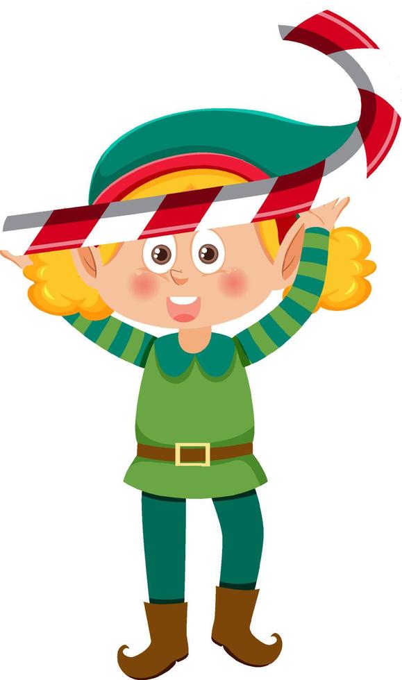 Christmas elf girl cartoon character vector