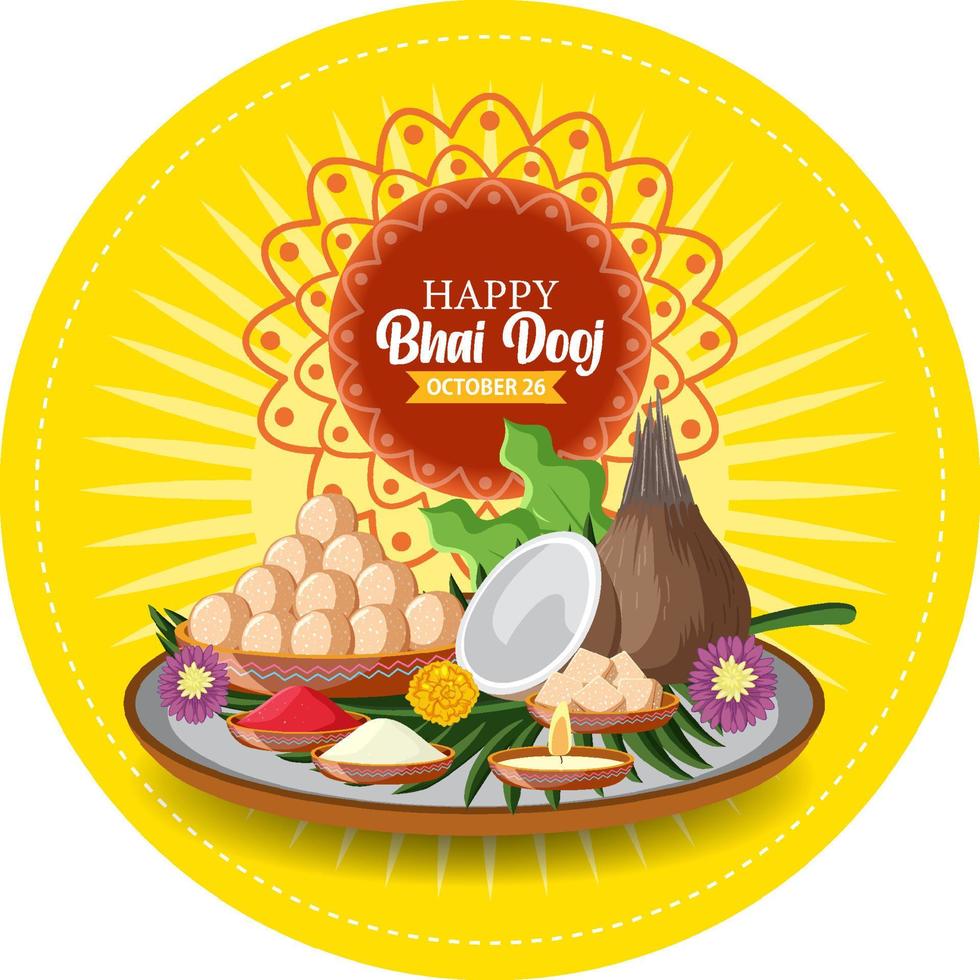 Happy Bhai Dooj Day Text Banner Design vector