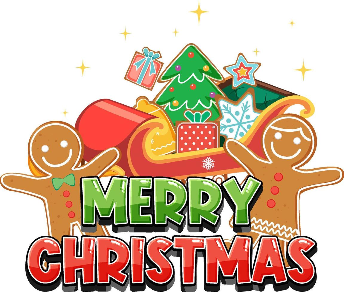Merry Christmas text with gingerbread vector
