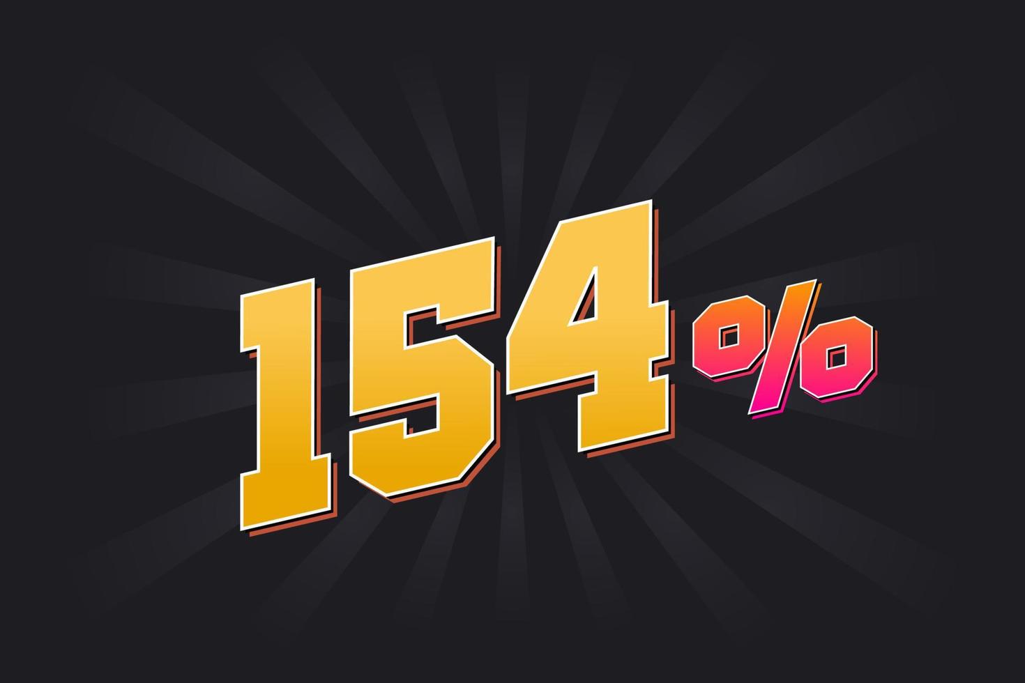 154 discount banner with dark background and yellow text. 154 percent sales promotional design. vector