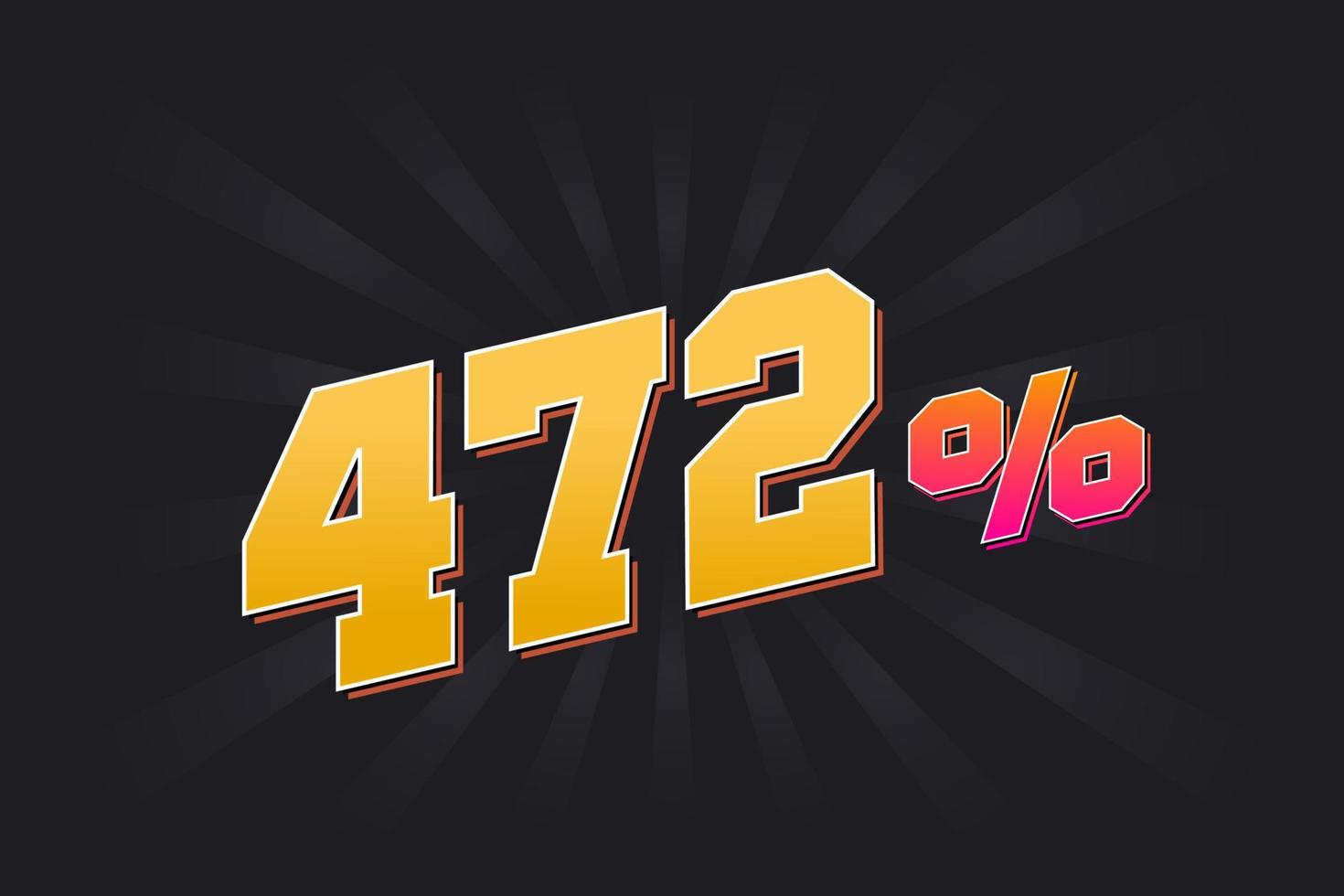 472 discount banner with dark background and yellow text. 472 percent sales promotional design. vector