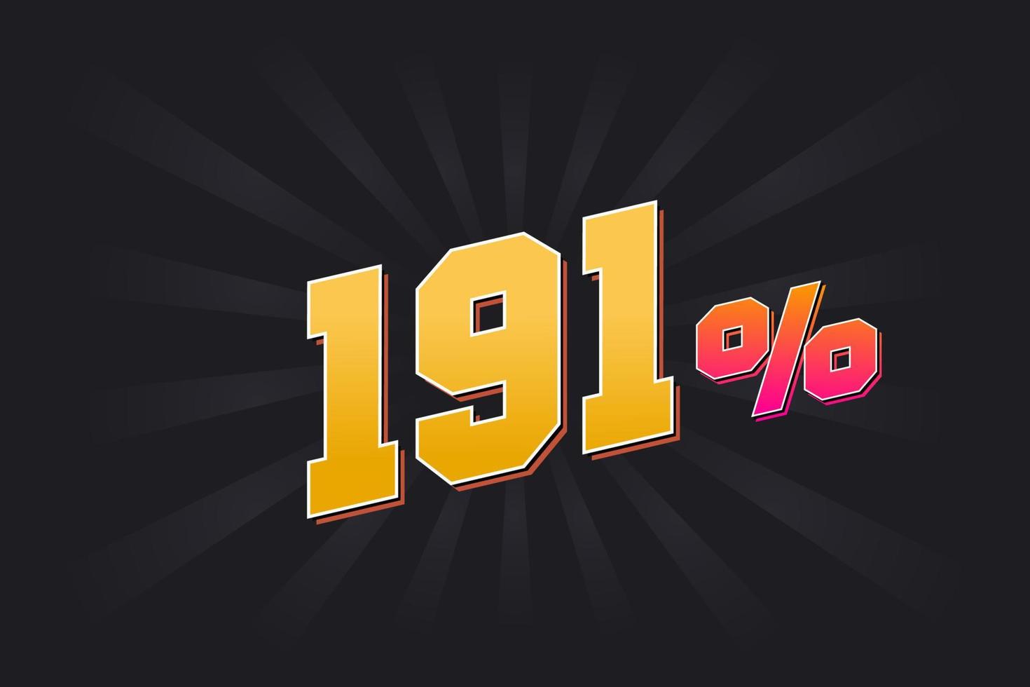 191 discount banner with dark background and yellow text. 191 percent sales promotional design. vector
