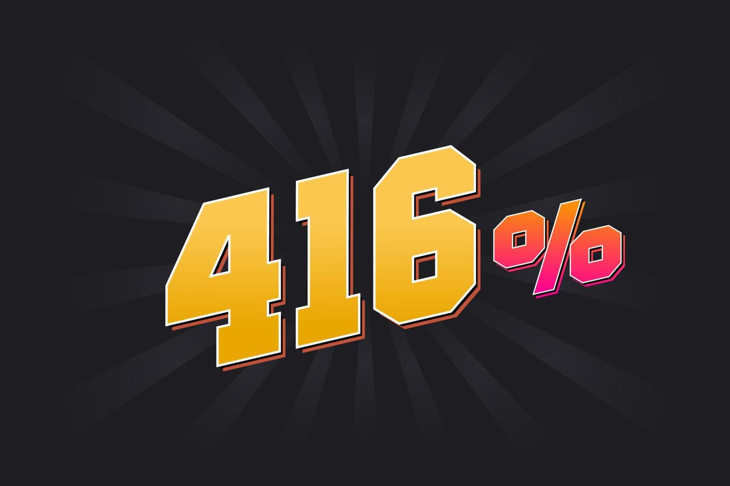 416 discount banner with dark background and yellow text. 416 percent sales promotional design. vector