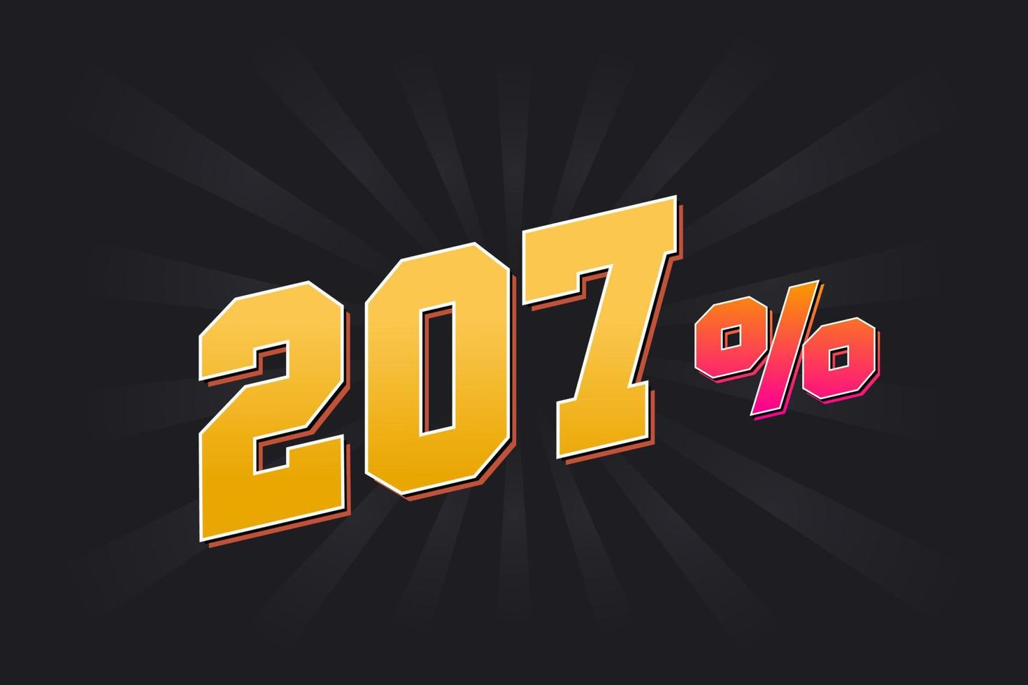 207 discount banner with dark background and yellow text. 207 percent sales promotional design. vector