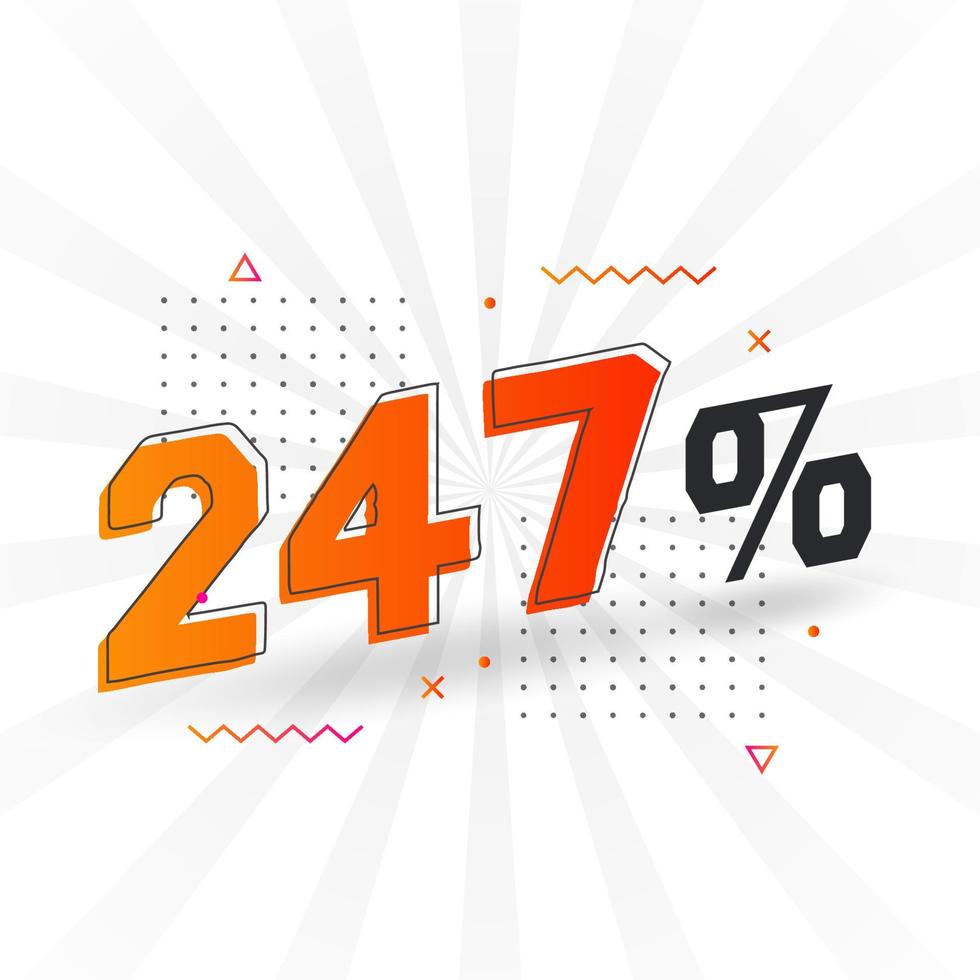 247 promoción de banner de marketing de descuento. 247 por ciento de diseño promocional de ventas. vector