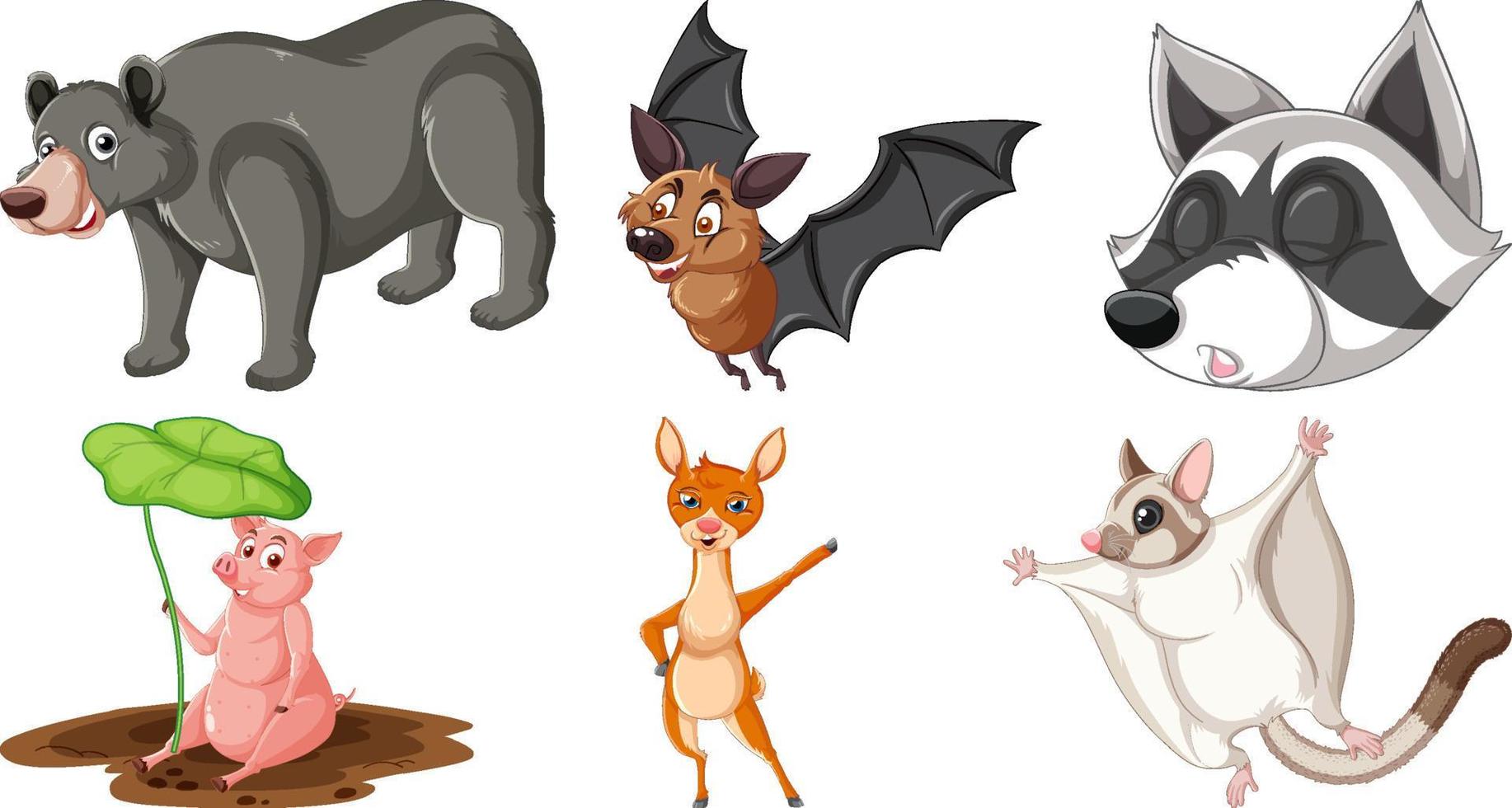 Set of various animals cartoon characters vector