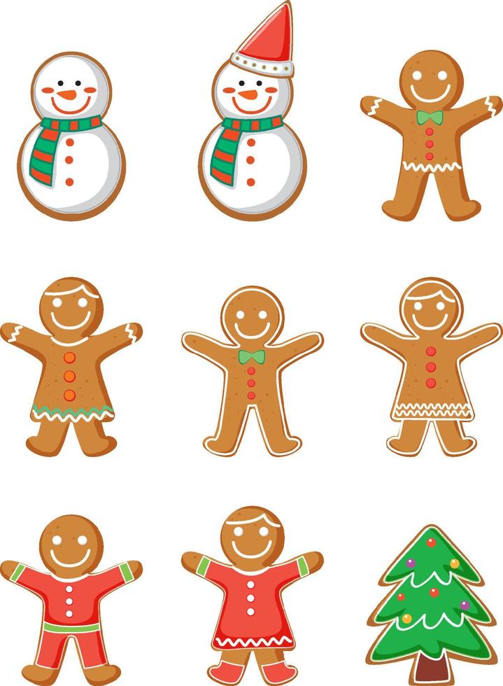 colección de galletas de jengibre navideñas vector