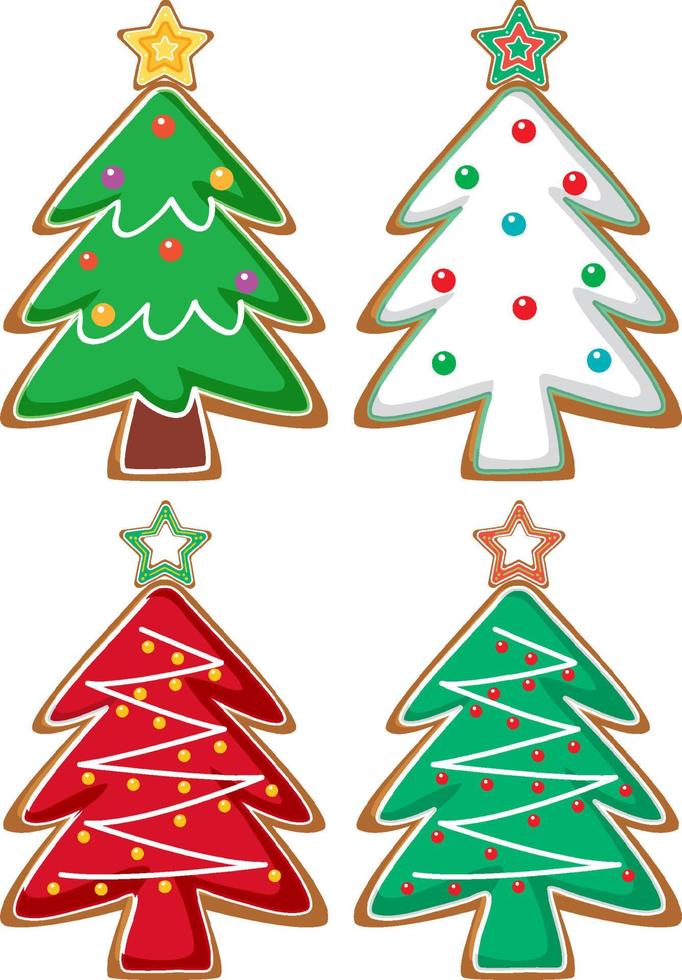 Christmas tree gingerbread cookies vector