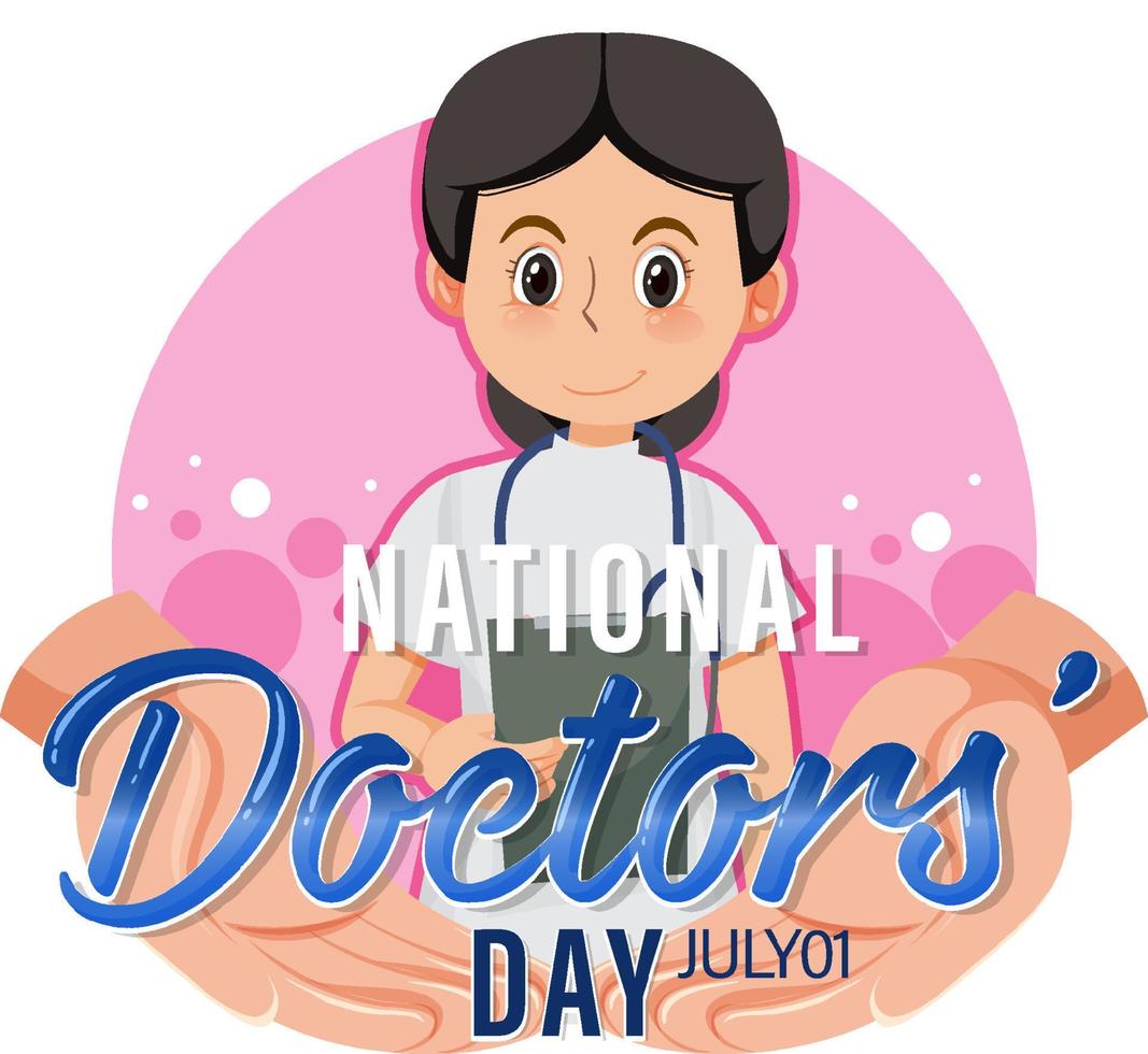 Female doctor on doctor day in July logo vector
