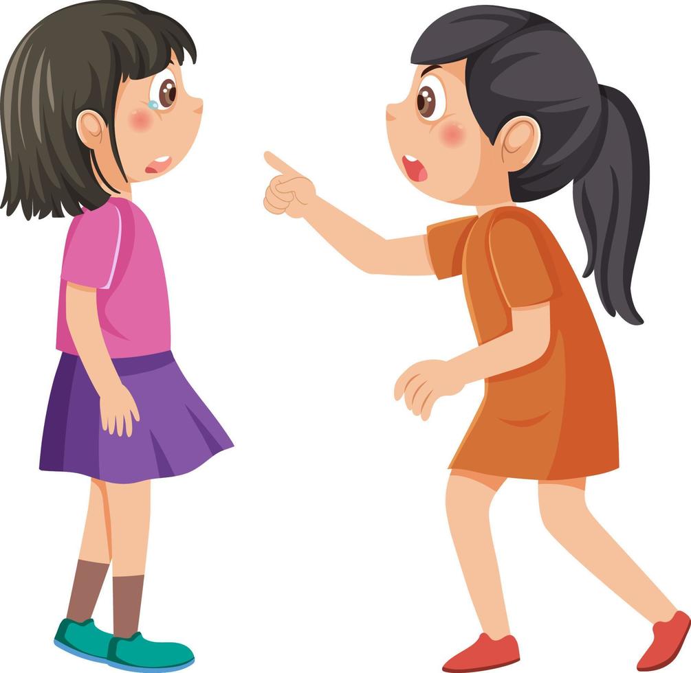 Two girls arguing cartoon character vector