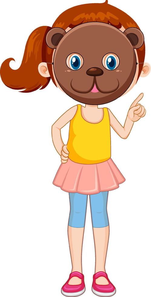A girl wearing animal mask vector