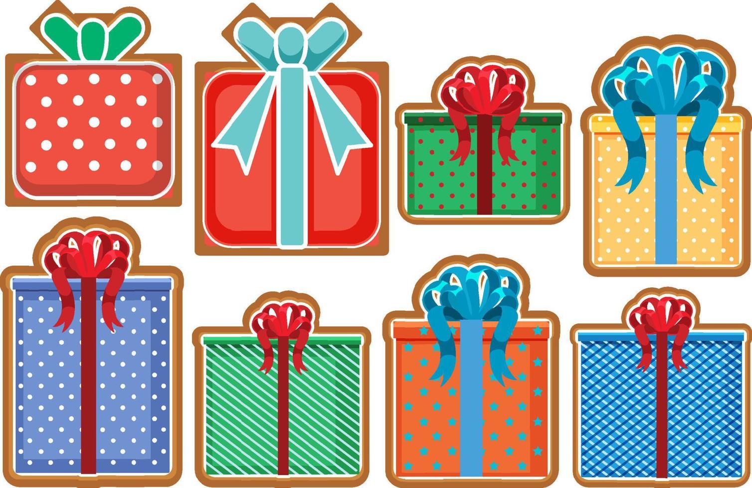 caja de regalo de navidad colección de galletas de jengibre vector