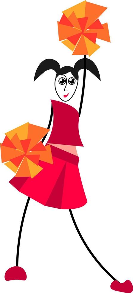 Cheerleader, illustration, vector on white background.